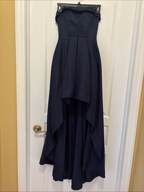 Strapless High-Low Formal Dress in Navy size 0